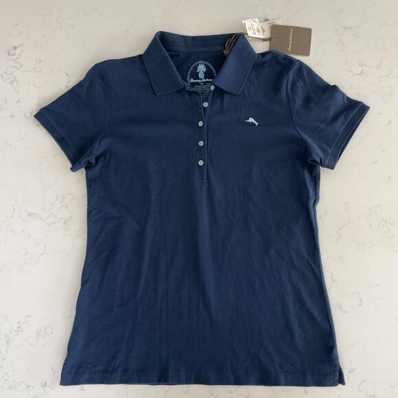 Tommy Bahama New Paradise SS 5 Button Cotton Polo Shirt Ocean Deep Blue S NWT - Picture 2 of 12